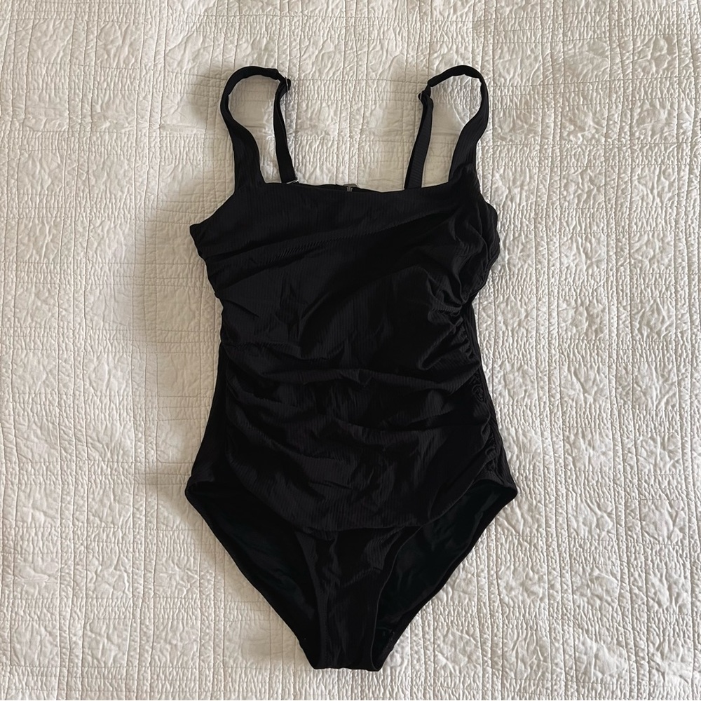 Athleta One Piece Swimsuit Square Neckline Black Size Medium - Picture 4 of 7